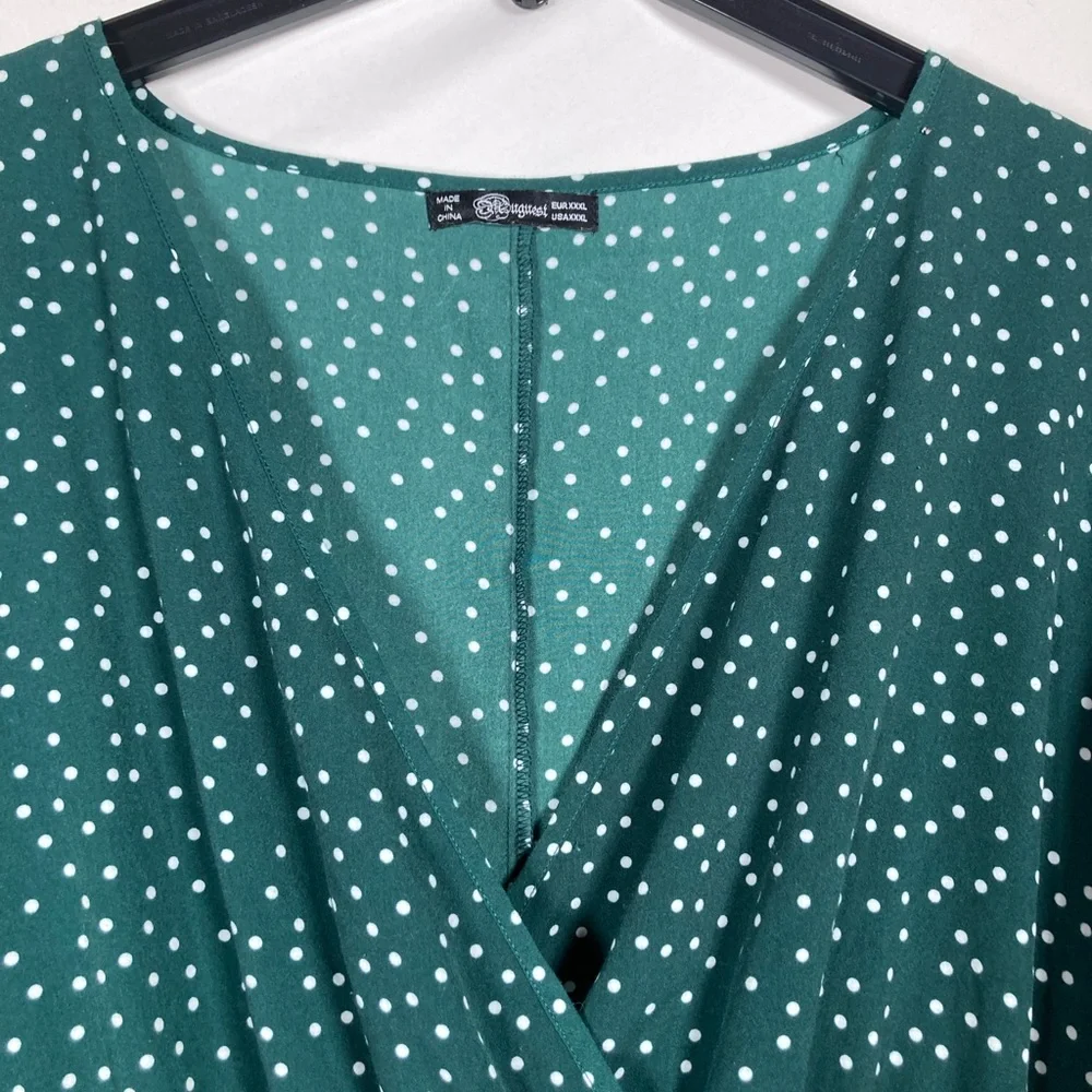 Uguest Green Polka Dot Long Sleeve Ruffle Dress Sz XXXL St.Patricks Day Spring - Picture 10 of 14
